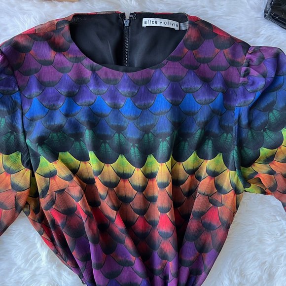 ALICE & OLIVIA Rainbow Ombre Ruffle Dress - Picture 11 of 15